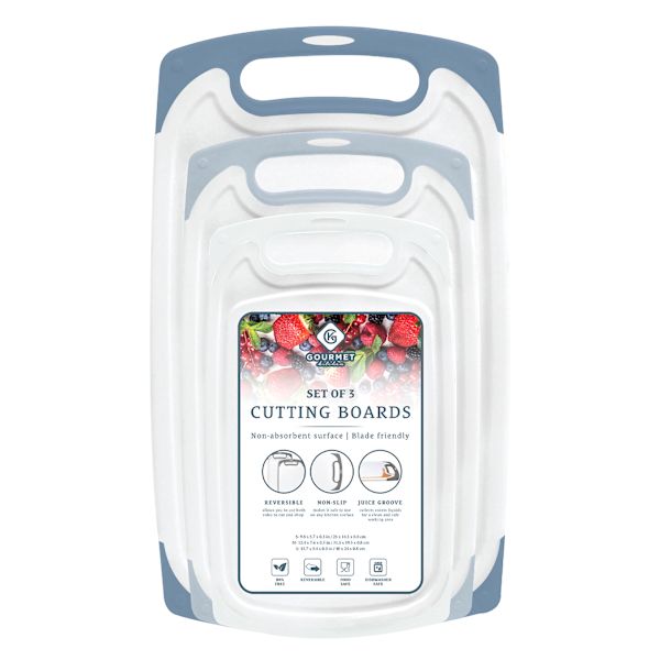 3-Piece Non-Slip Cutting Board Set, Blue Shadow