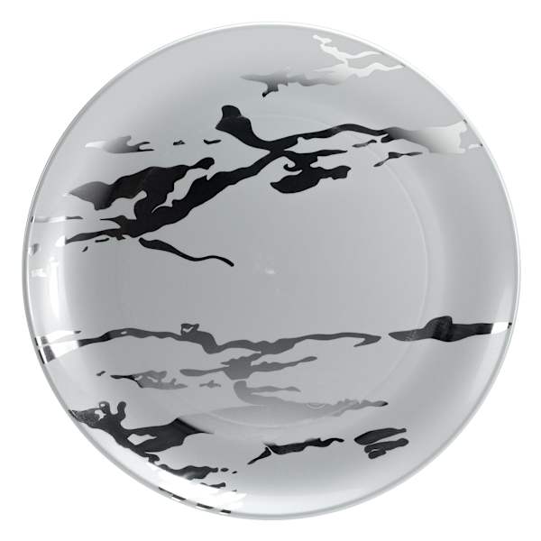 Silver Marble-Look Plastic Dinner Plate, 10"