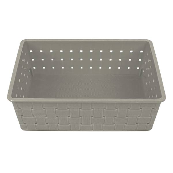Tiny Dreamers Strap Design Weave Basket, Cool Grey