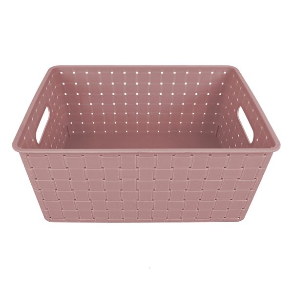 Tiny Dreamers Strap Design Weave Basket, Strawberry Cream