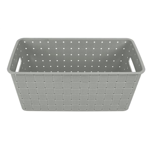 Tiny Dreamers Strap Design Weave Basket, Cool Grey
