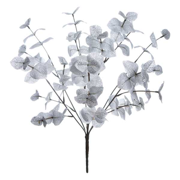 White Glittered Eucalyptus Bush, 19"
