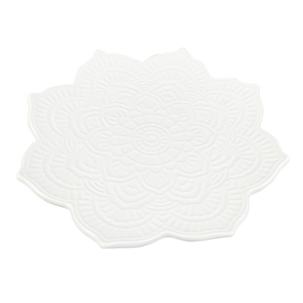 Found & Fable White Flower Ceramic Serving Tray, 9"