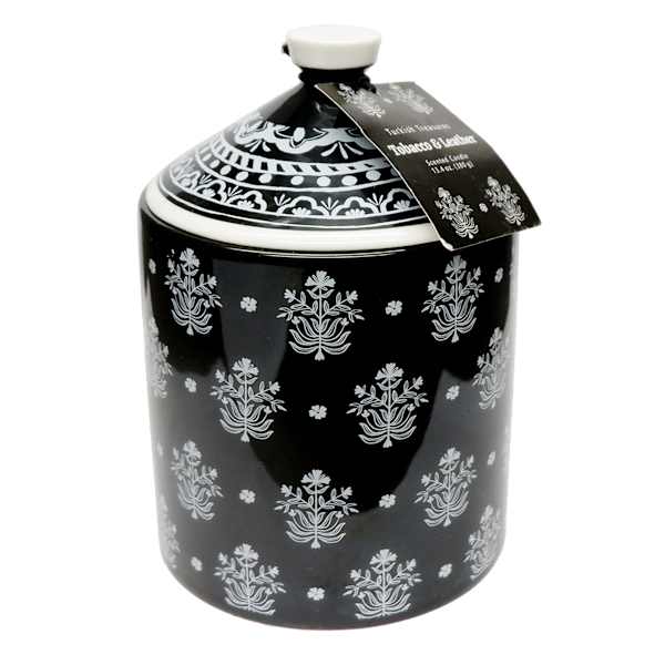 Tobacco & Leather Scented Jar Candle with Lid, 13.4oz