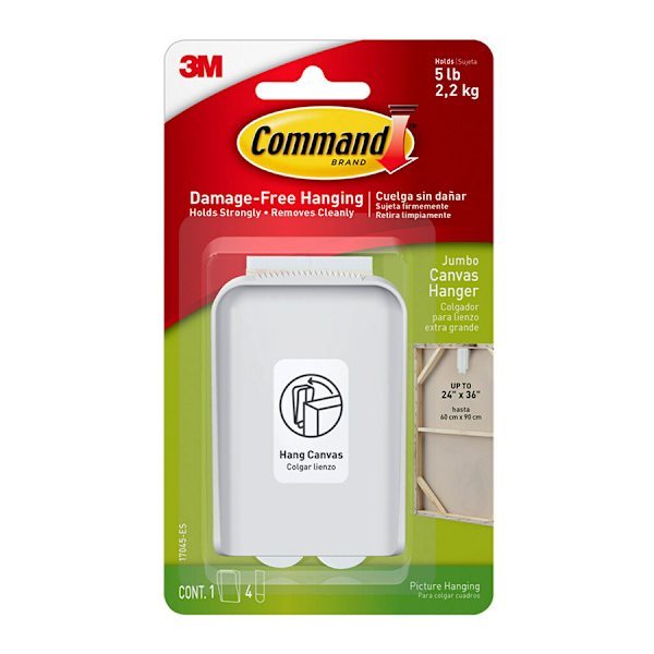 Command™ Jumbo Canvas Hanger, 1-Hook, 4-Large Strips/Pack