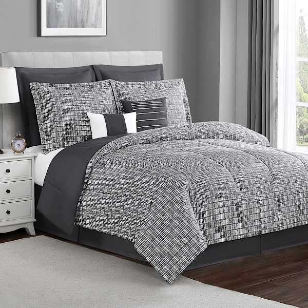 8-Piece Casey Charcoal Essential Comforter Set, Queen