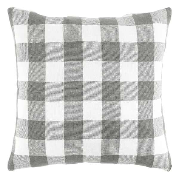 Grey & White Buffalo Plaid Throw Pillow, 18"