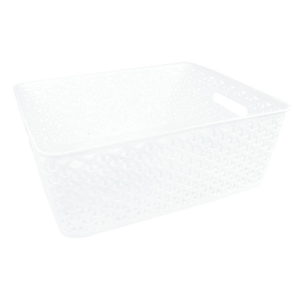 White Y-Weave Storage Basket, Medium