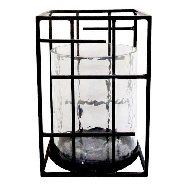 Found & Fable Black Metal Square Hurricane Candle Holder, 8"