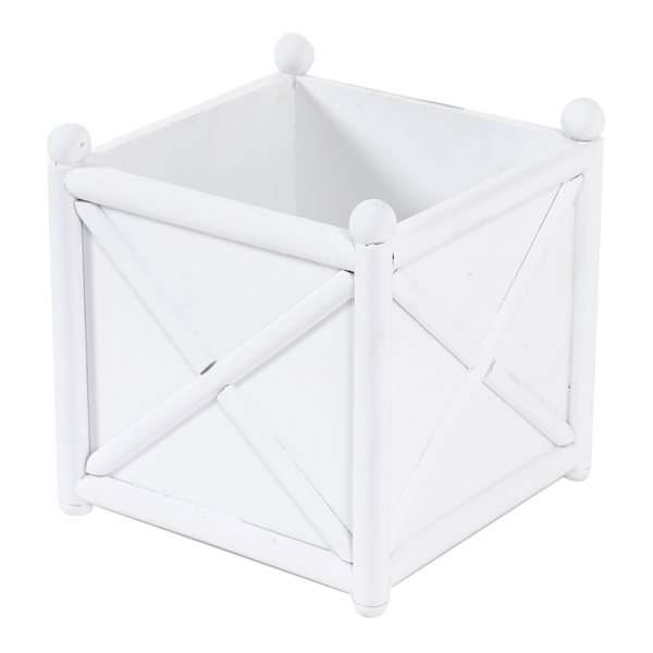 Providence White Wooden Outdoor Planter, Small