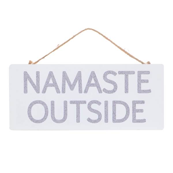 Found & Fable Namaste Outside Metal Outdoor Wall Decor, 5x12