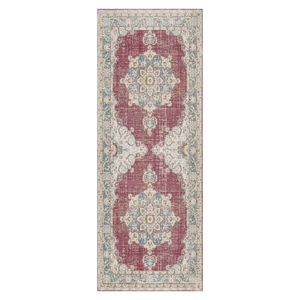 Cameron Maroon & Ivory Runner Rug, 22x59