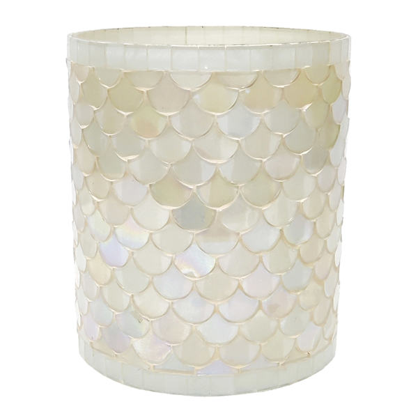 Tracey Boyd Pearl Chalet Mosaic Hurricane Candle Holder, 6"