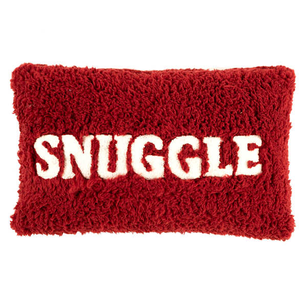 Red Sherpa Snuggle Oblong Throw Pillow, 13x20