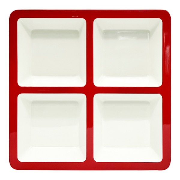 Bistro 4-Section Melamine Tray, Red