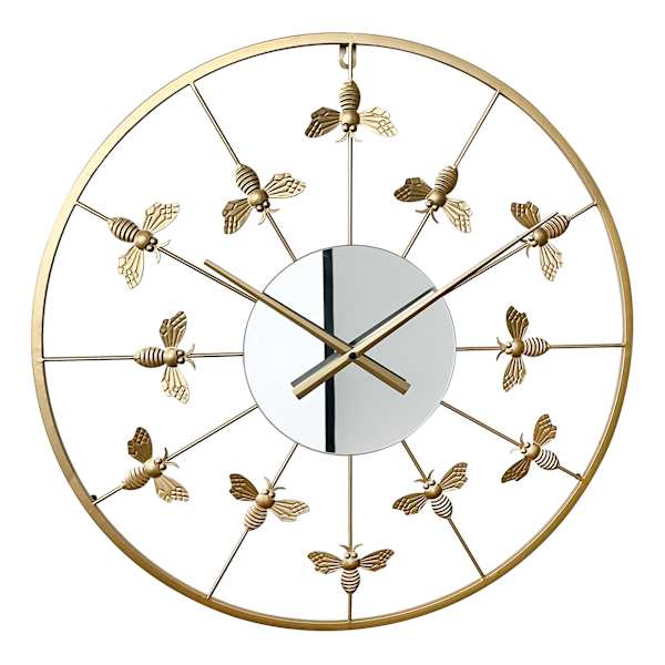 Honeybloom Metal Bee Round Wall Clock, 24"