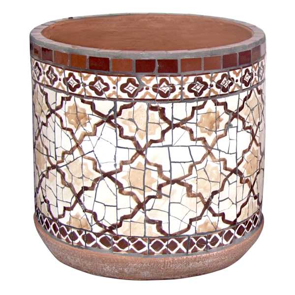 Tracey Boyd Brown Mosaic Ceramic Outdoor Planter, Large