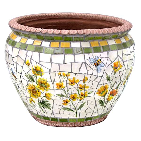 Honeybloom Mosaic Ceramic Outdoor Planter, Extra Large