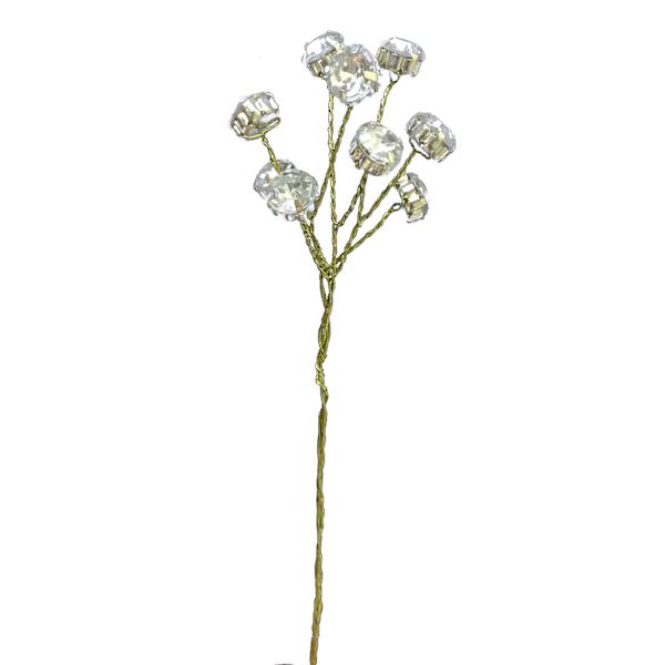 Gold Rhinestone Floral Pick, 8"