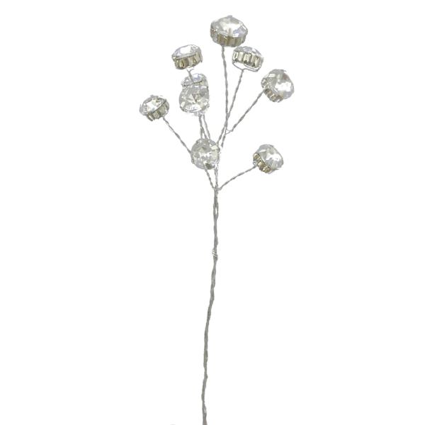 Silver Rhinestone Floral Pick, 8"