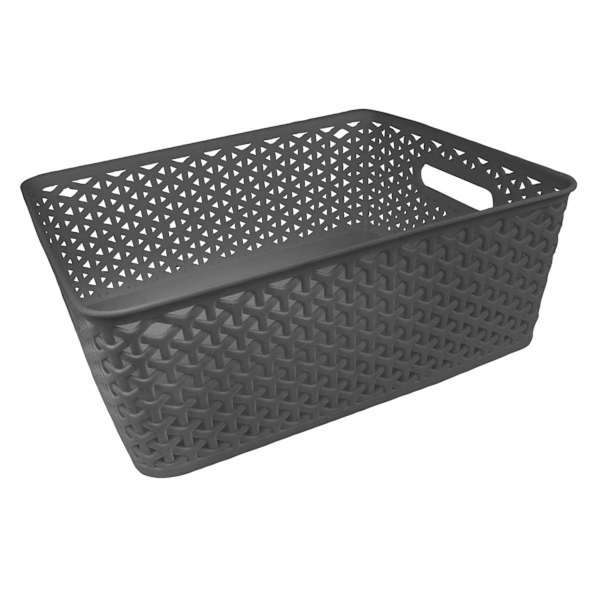 Grey Y-Weave Storage Basket, Medium