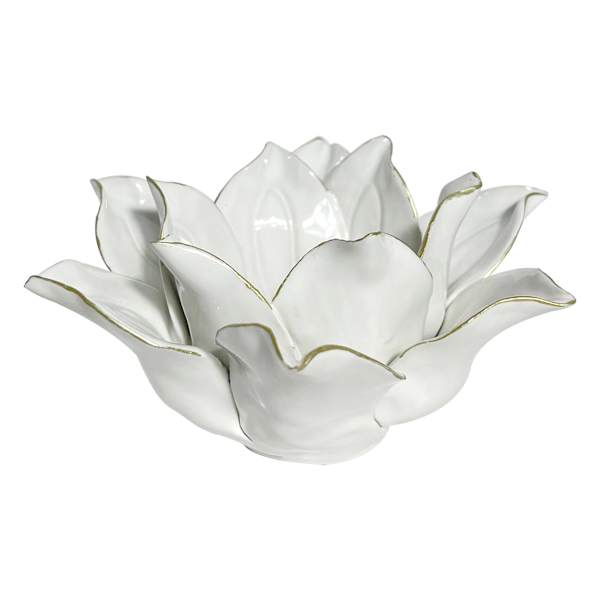 Tracey Boyd White Ceramic Flower Candle Holder, 5"