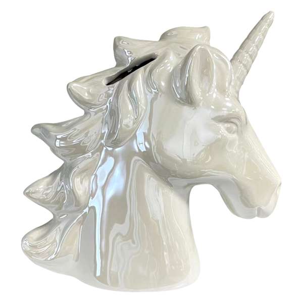 Tiny Dreamers White Ceramic Unicorn Bank, 7"