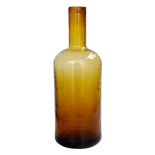 Amber Bottle Flower Vase, 8"