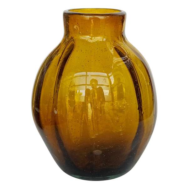 Honeybloom Amber Glass Vase, 7.5"