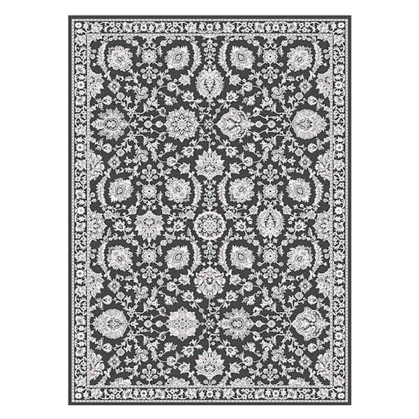 (B845) Providence Tiffany Grey Floral Area Rug, 8x10
