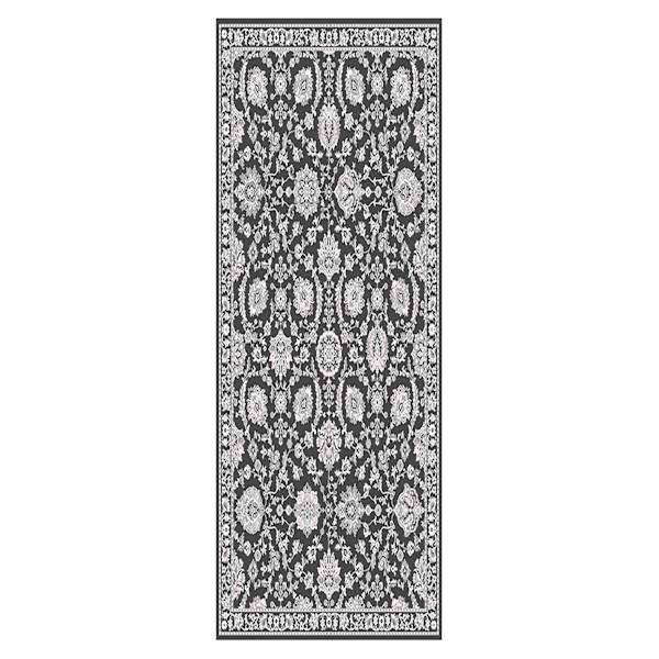 (B845) Providence Tiffany Grey Floral Runner, 2x7