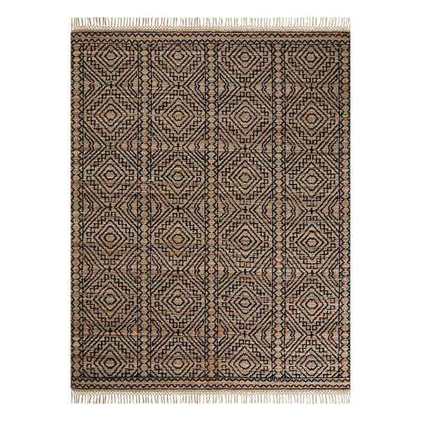 (B848) Tracey Boyd Devon Black Diamond Design Tassel Area Rug, 8x10