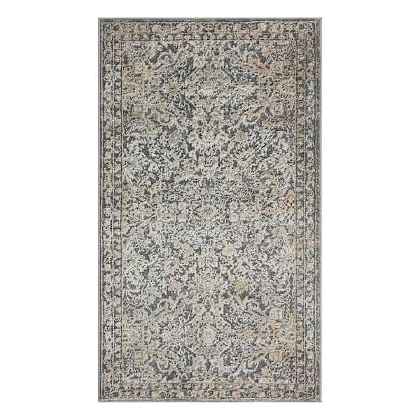 (B849) Providence Villa Grey Floral Accent Rug, 3x5