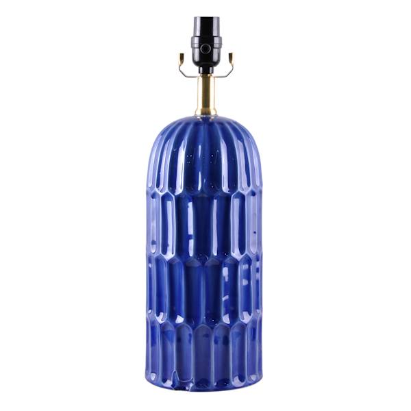 Blue Textured Column Lamp 18In