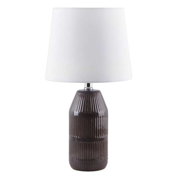 Found & Fable Dark Grey Cream Line Accent Lamp with Shade, 20"