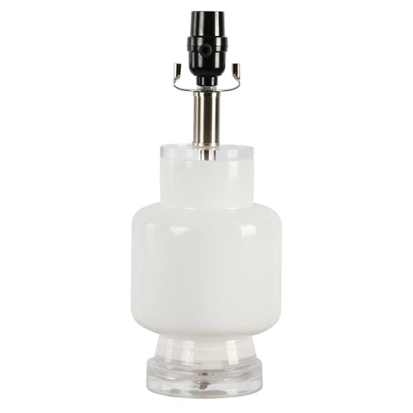 Laila Ali White Glass Modern Accent Lamp Base, 14"
