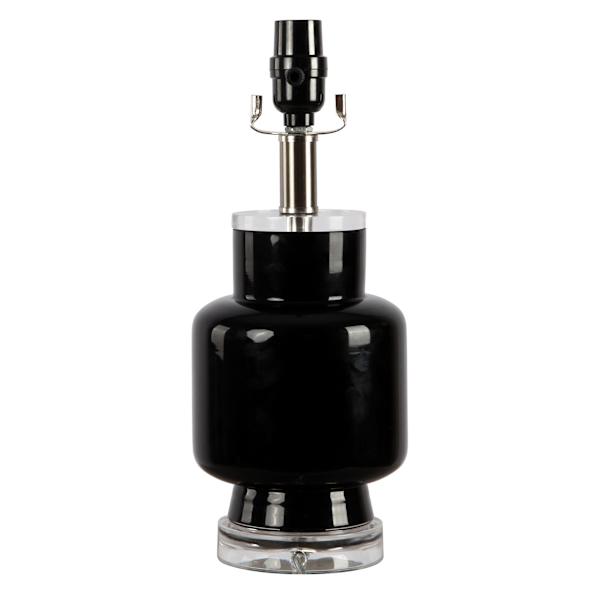 BLACK GLASS MODRN LAMP 14IN