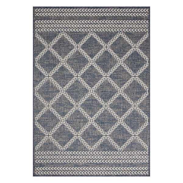 (E471) Journi Grey Diamond Design Outdoor Area Rug, 5x8