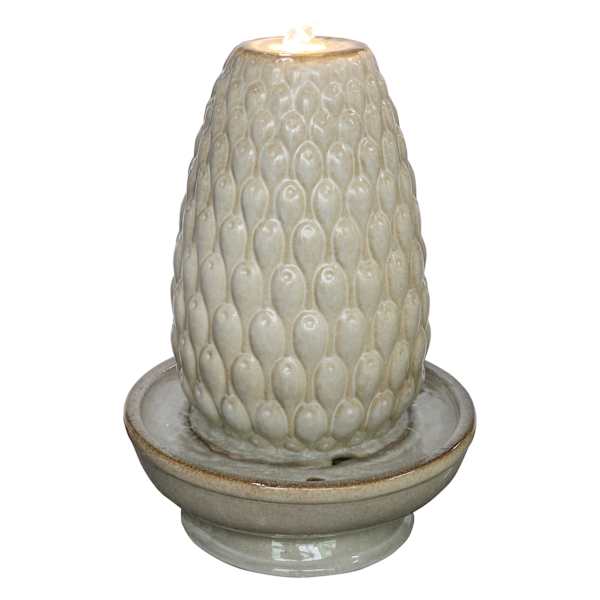 Honeybloom Pre-Lit Acorn Ceramic Outdoor Fountain, 20"