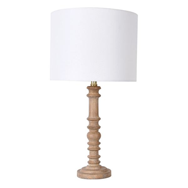 Honeybloom Neutral Spindle Table Lamp With Shade, 25"