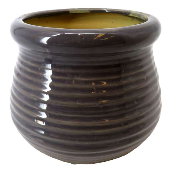 Found & Fable Grey Round Rim Ceramic Planter, Medium