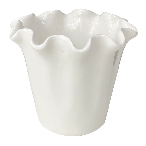Willow Crossley White Pie Crust Edge Ceramic Vase, 7.5"