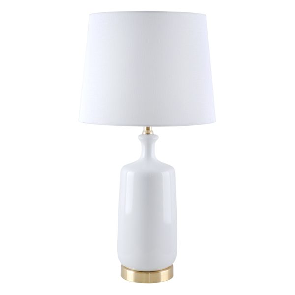 Providence White Ceramic & Gold Metal Table Lamp with Shade, 25"