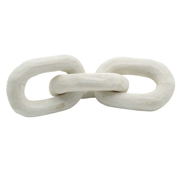 White Wooden Link Table Decor, 10"