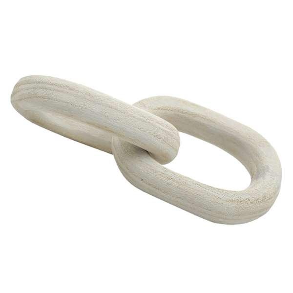 White Wooden Link Table Decor, 9"