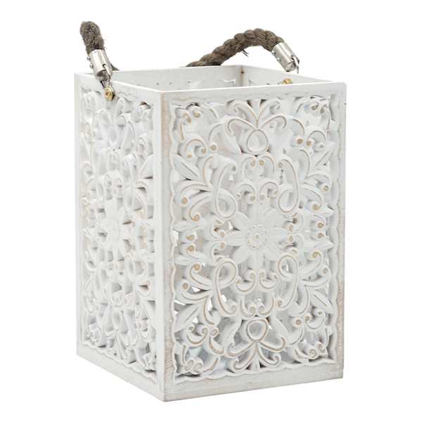 Found & Fable White Wooden Candle Holder, 10"