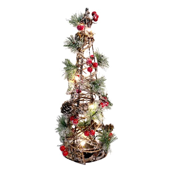 Pre-Lit Frosted Vine Table Top Tree, 13"