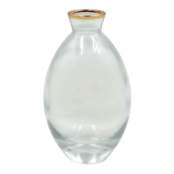 Willow Crossley Rounded Gold Rim Glass Vase, 5"