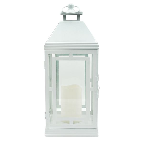Providence White LED Metal Lantern, 17.3"