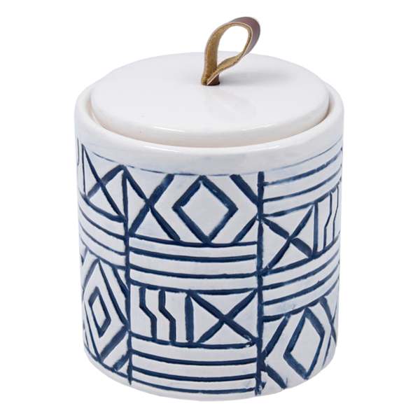 Tracey Boyd Blue Printed Ceramic Box, 4"